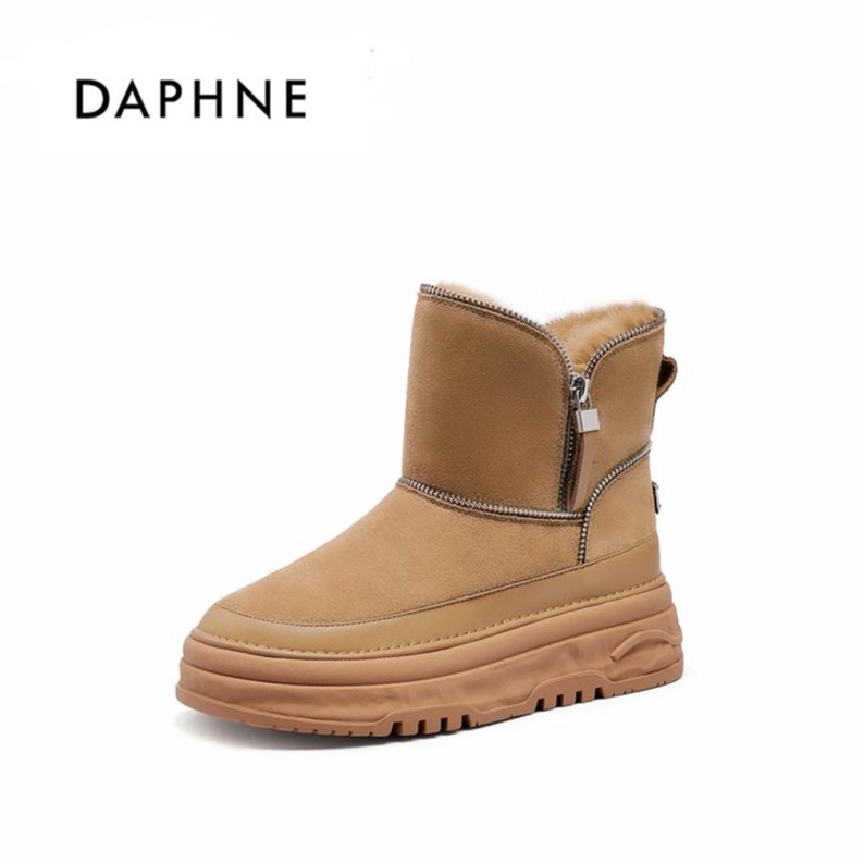 达芙妮厚底雪地靴女2023冬季新款松糕防滑加绒保暖棉靴