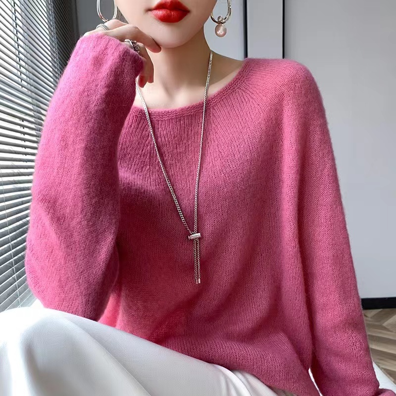 轻薄针织丝羊绒女圆领慵懒风2022新款羊绒衫毛衣
