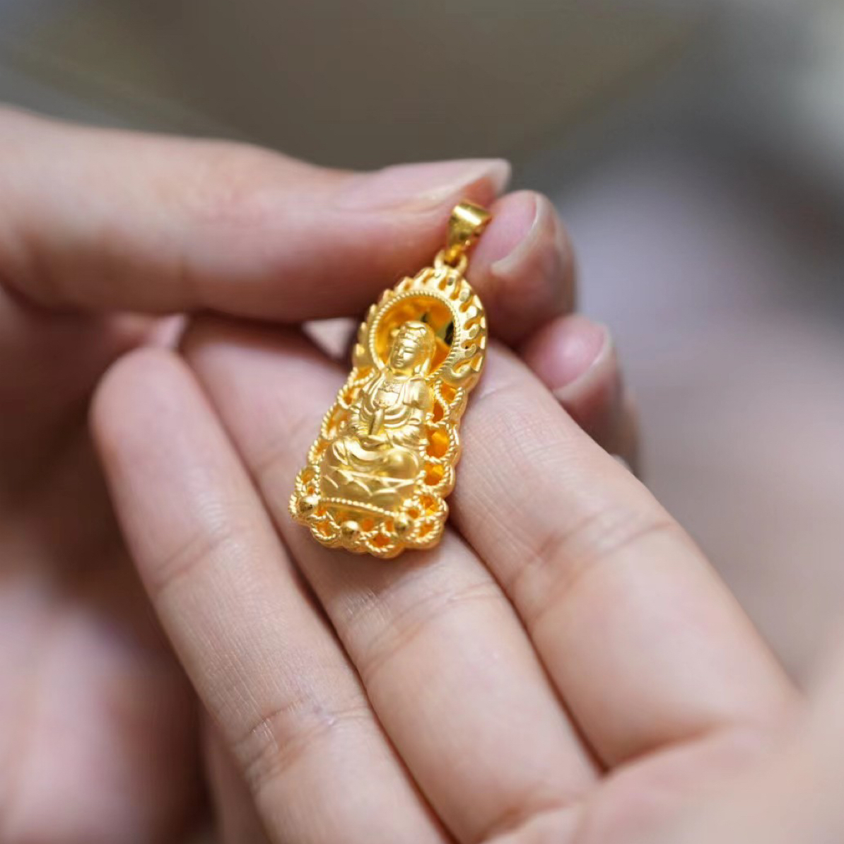 【巧玲专享】足金999火焰观音吊坠 （按实际克重多退少补）