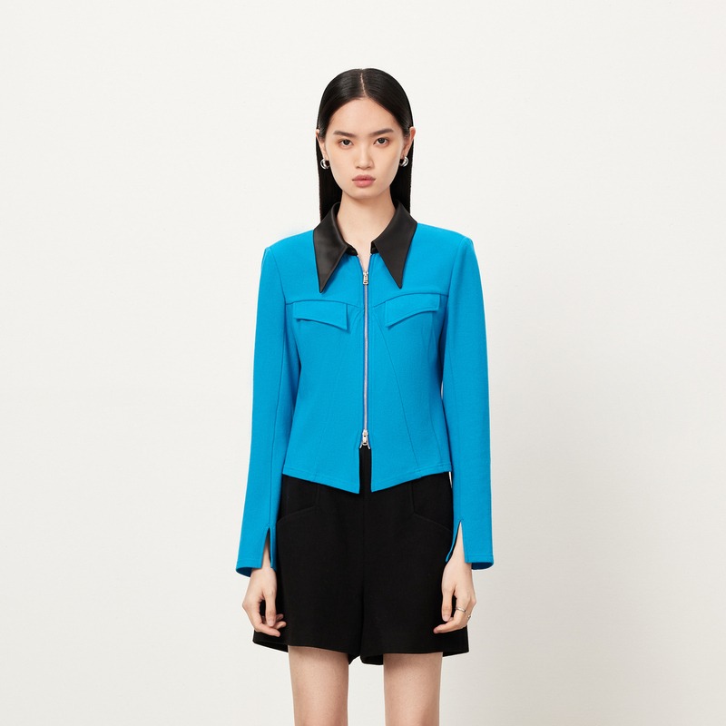 【商场同款】HPLY荷比俪冬季新款撞色缎面领衬衫HYD43630356