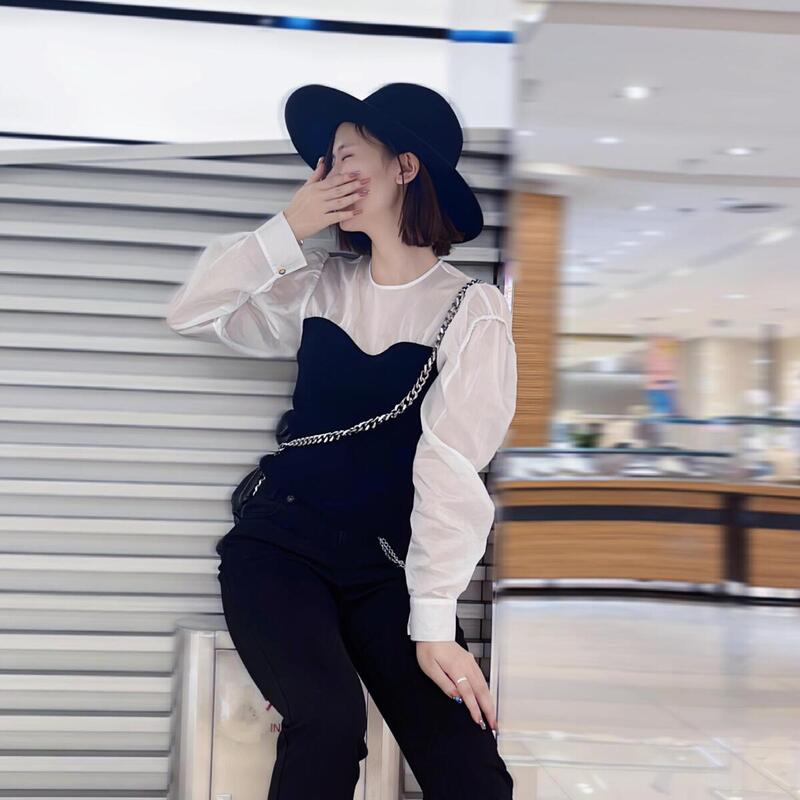 HPLY荷比俪秋季新款女圆领修身收腰设计上衣HYC41610245-1