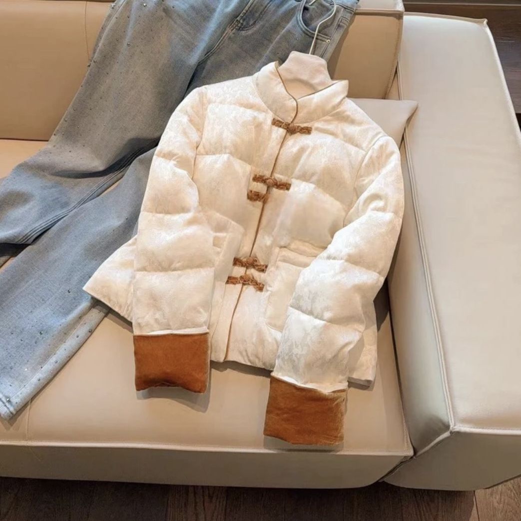 羽绒服服服新中式提花服外套2023秋冬新款加厚保暖显瘦慵懒风国风