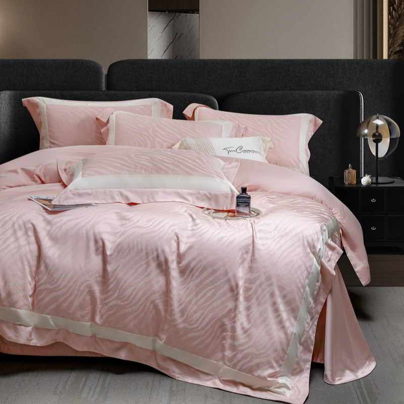 绣花夫人/莱帕德轻奢天丝棉系列/意式提花丝滑裸睡宽边四件套