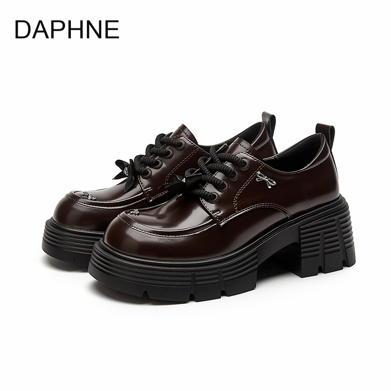 达芙妮乐福鞋女2025秋季新款时尚小皮鞋圆头厚底增高百搭单鞋女鞋