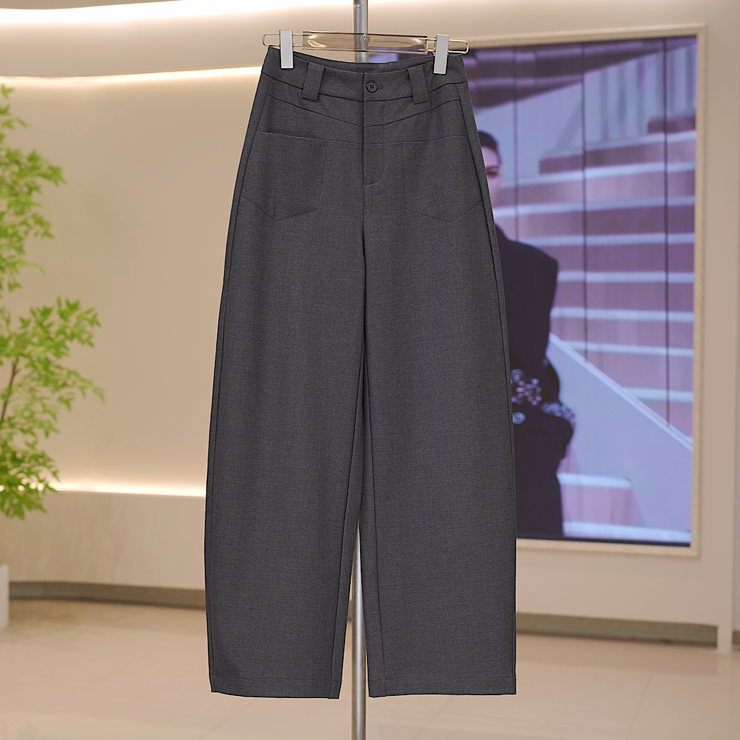 秋季新款百搭气质显瘦高腰弯刀裤垂感长裤