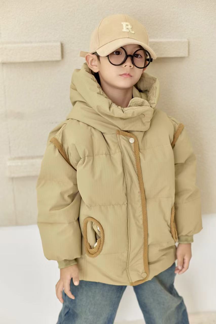 默认微瑕90白鸭绒韩版时尚加厚纯色洋气连帽保暖儿童羽绒服687