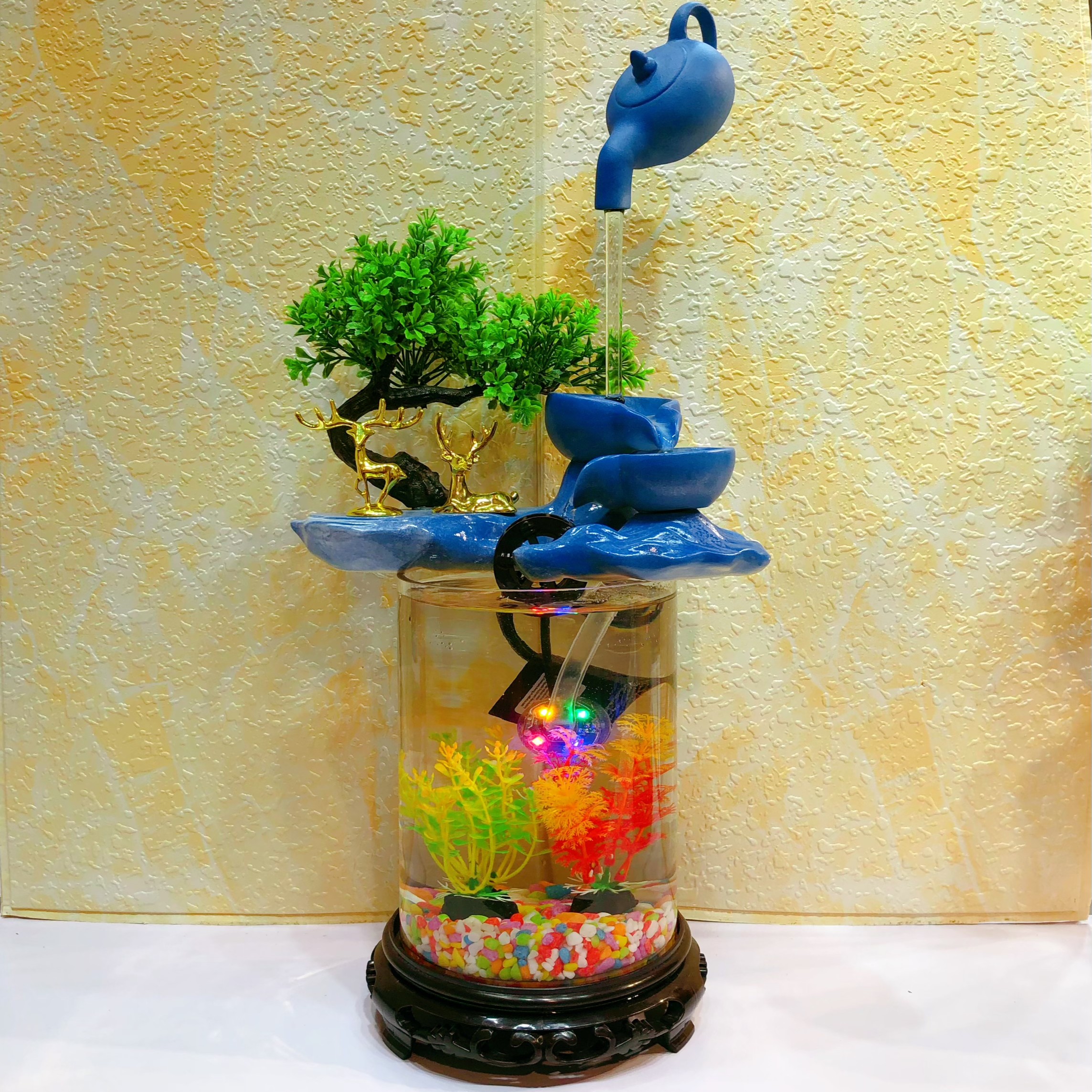 蓝色款流水摆件天壶个性创意美观大气摆放家里客厅茶室茶空间酒店