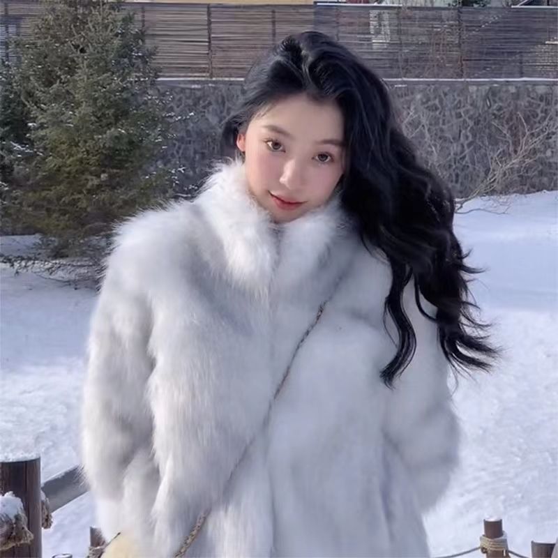 2023冬季新款韩版气质毛毛外套女短款加厚毛毛绒秋冬厚外套时尚