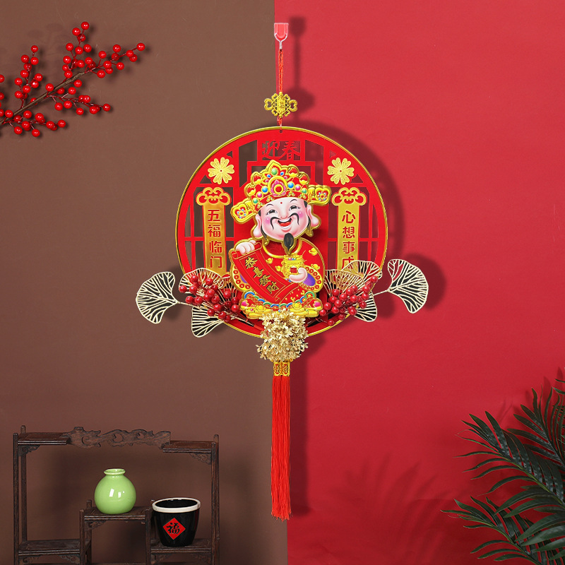 摇头财神挂件龙年春节福字红果亚克力挂件福字挂件中国红财源广进