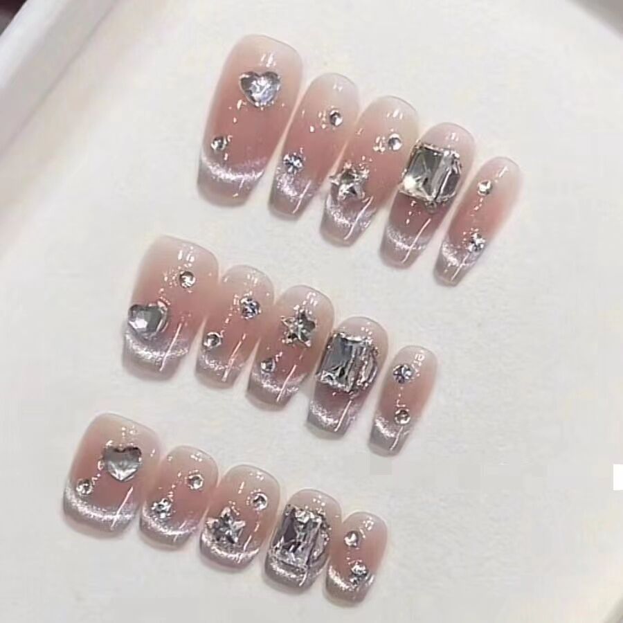 穿戴甲【微光猫眼】纯手工美甲微光穿戴甲成品重复使用美甲贴片显