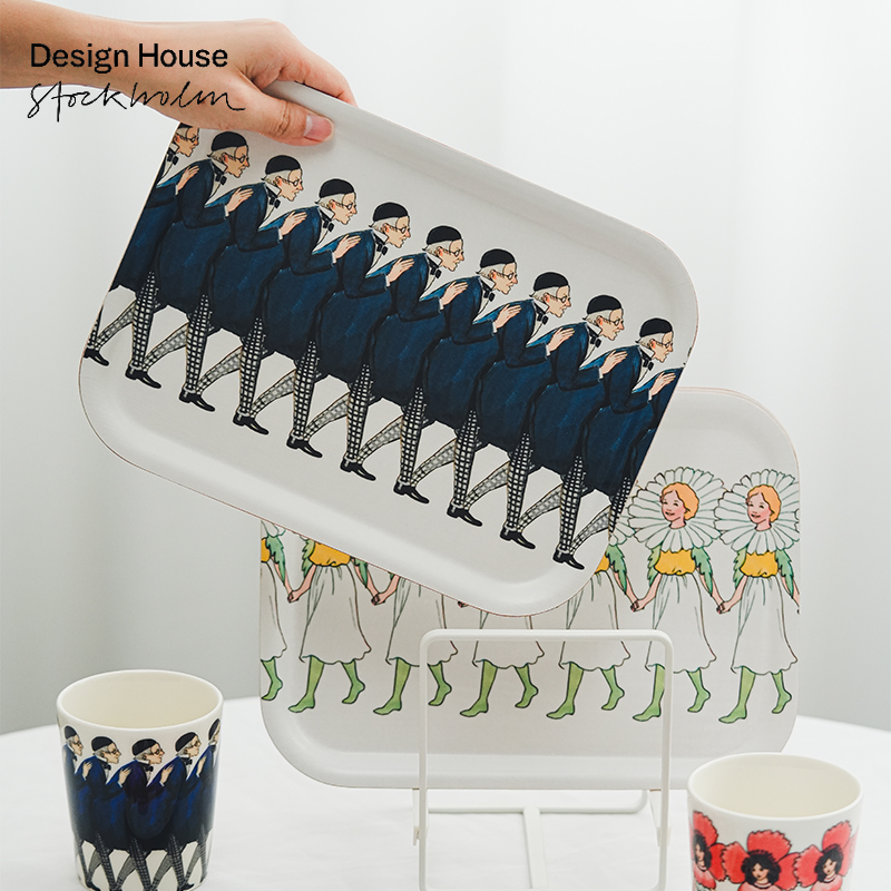 北欧瑞典进口Design House桦木防水盘木托盘餐盘卡通手绘插画托盘