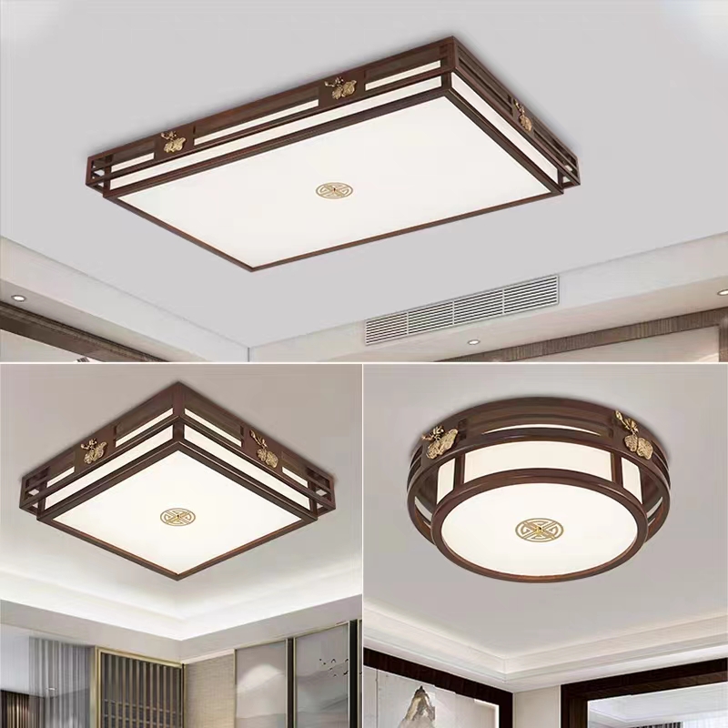 客厅餐厅吸顶灯家用吊灯灯饰新中式照明进口海棠木灯具大气客厅灯