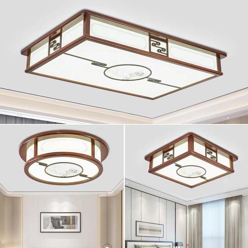 新中式客厅灯吸顶灯樟子松木主灯现代实木餐厅灯套餐中国风卧室灯