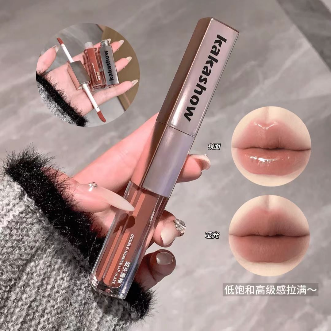kakashow持妆双头唇釉哑光镜面二合一双质地口红细腻丝滑显白学生