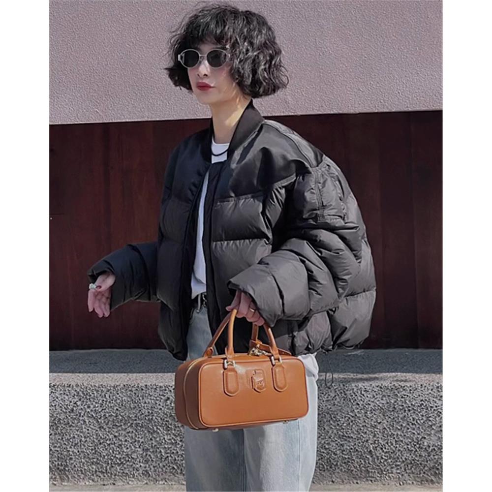 雅鹿欧货棒球羽绒服女小个子短款2023新款冬季宽松百搭加厚白鸭绒