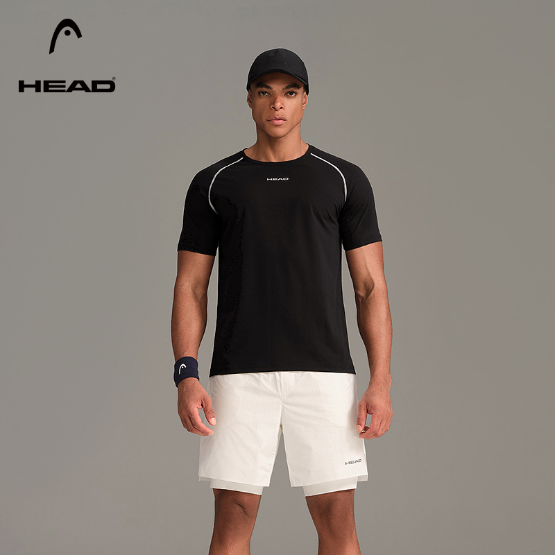 HEAD海德综合训练短袖T恤夏季圆领休闲透气网球运动t恤男