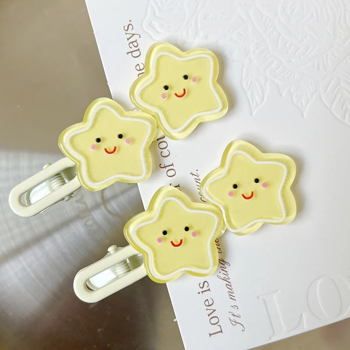 ins可爱奶黄星星软萌刘海夹边夹发卡儿童甜美糖果色学生韩版发夹