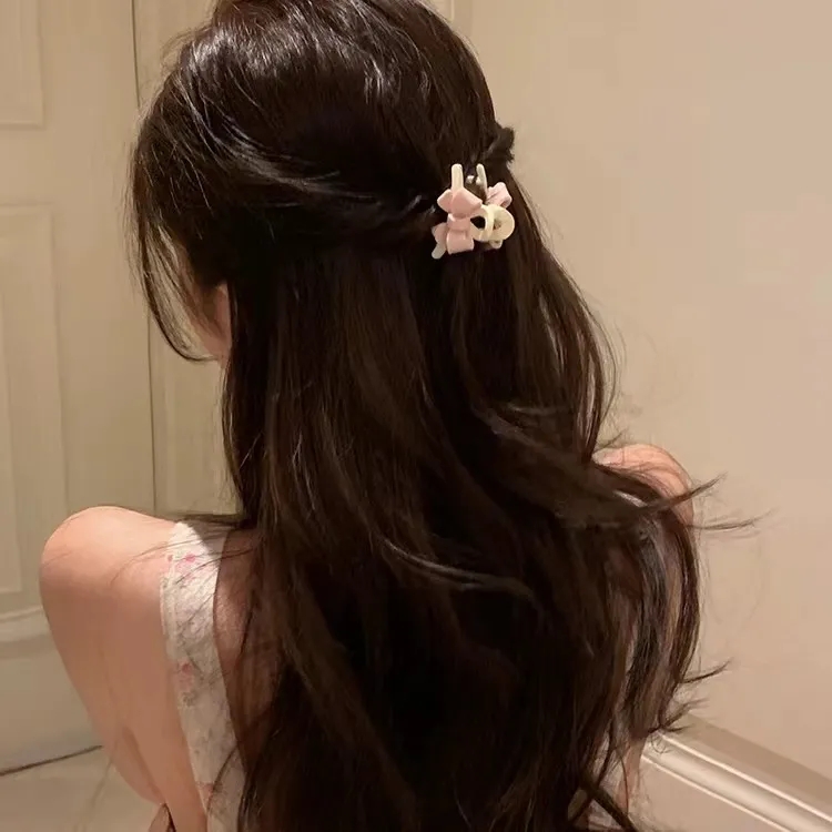 粉色蝴蝶结小号抓夹女侧边刘海夹可爱ins甜美小众糖果色超仙发夹
