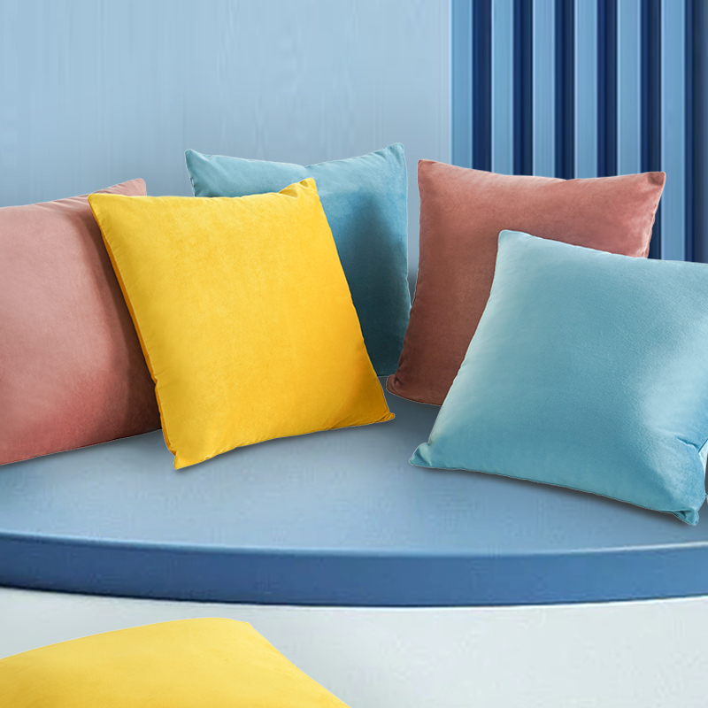 【限量丝绒抱枕】简约纯色丝滑触感柔软耐磨正方形垫腰靠背枕