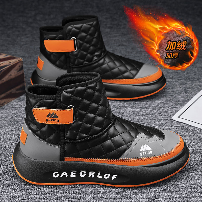 回力新雪地靴男秋冬季新款加绒保暖棉靴男士户外运动厚底高帮男鞋