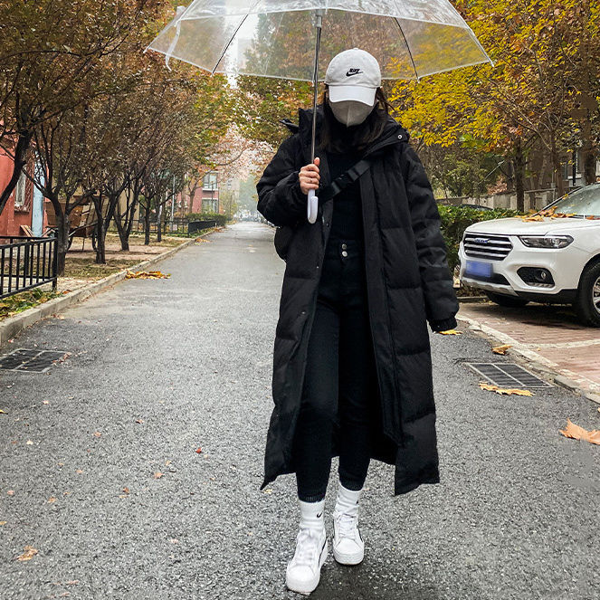 2024超长过膝羽绒衣男女宽松加厚面包中戏艺考