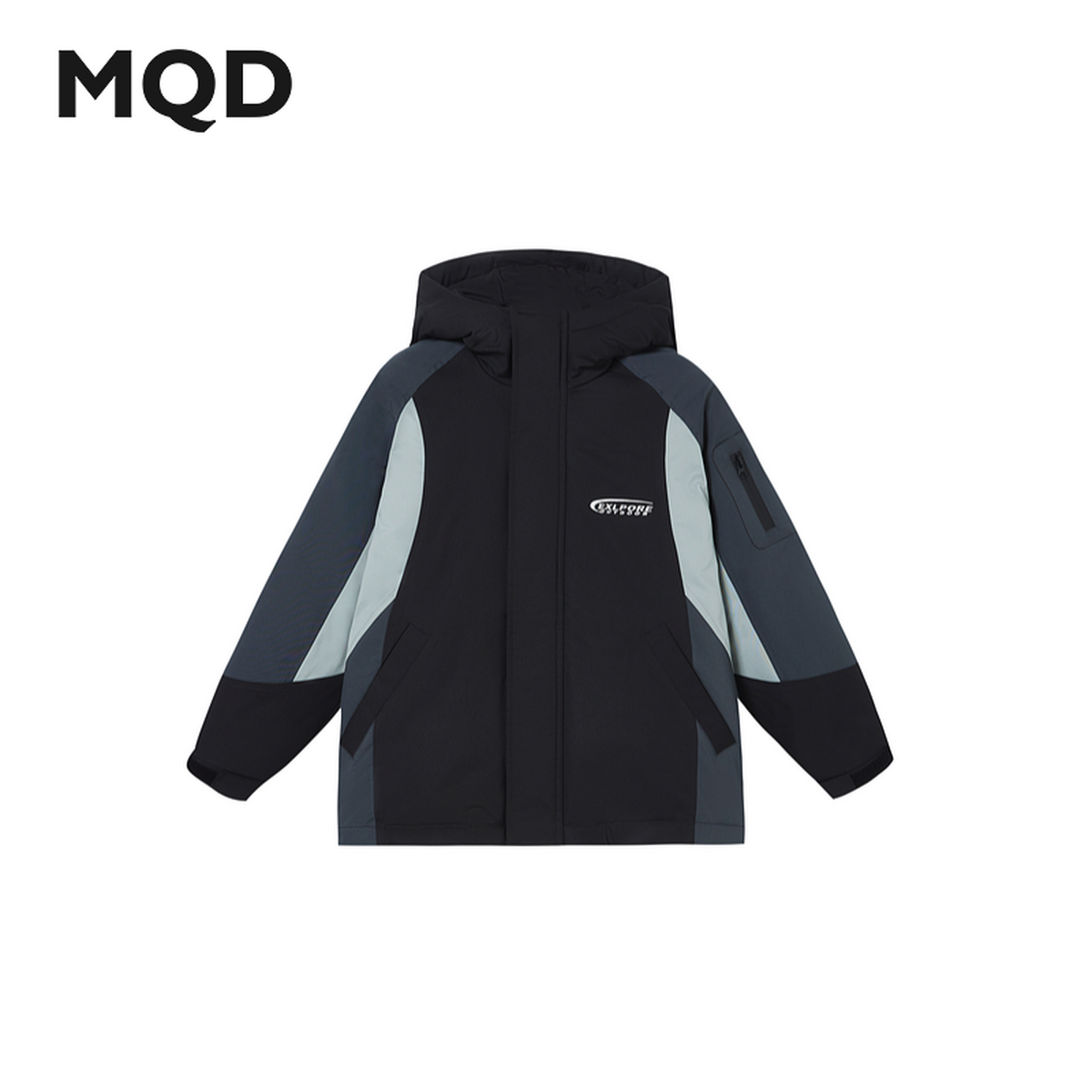 MQD童装24冬季新品户外工装风加厚保暖撞色连帽羽绒服DC4411323