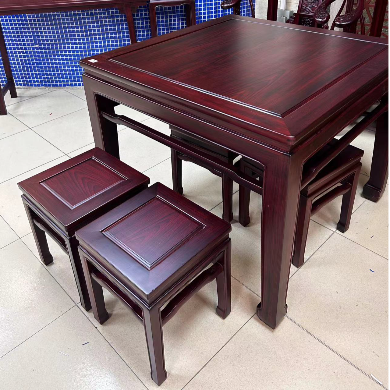 南美红酸枝马蹄八仙桌 家用餐桌 新中式方桌古典正方形