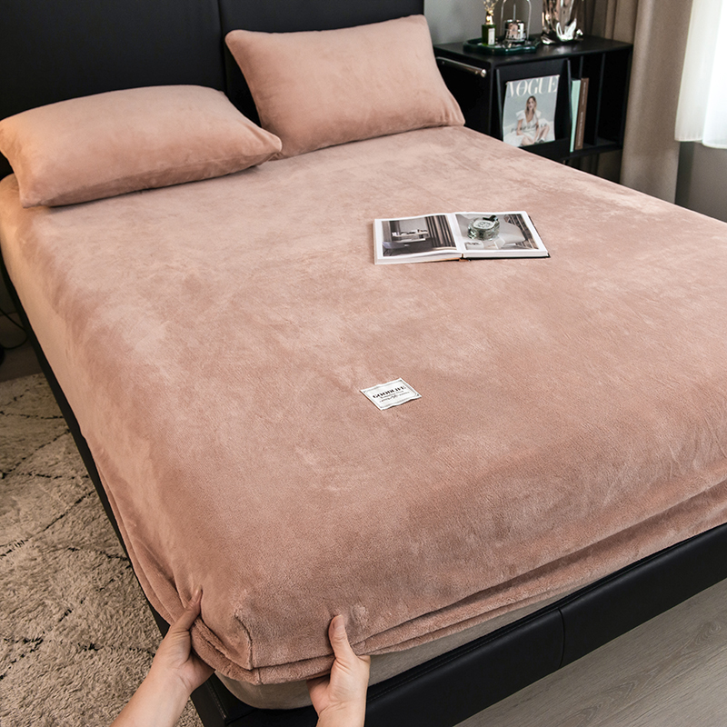 牛奶绒床笠罩加绒防滑床单秋冬季家用全包加厚保暖床垫套学生宿舍