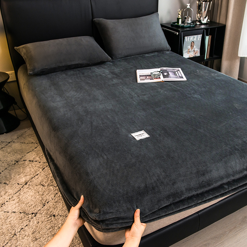 牛奶绒床笠罩加绒防滑床单秋冬季家用全包加厚保暖床垫套学生宿舍