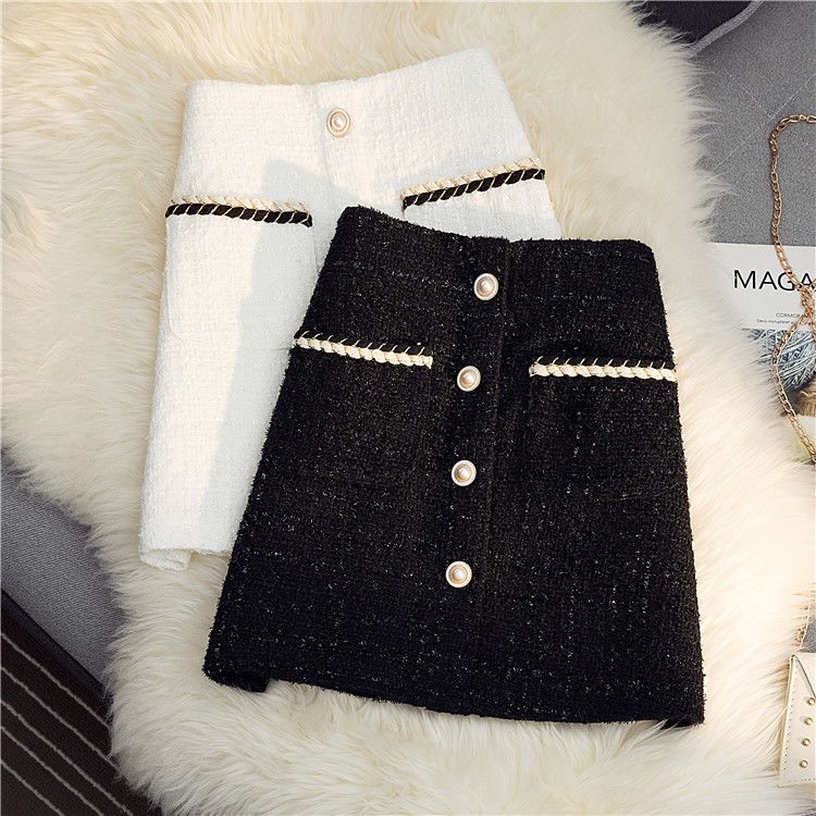 2022秋冬新款小香风亮丝半身裙女高腰A字包臀裙气质显瘦遮胯短裙