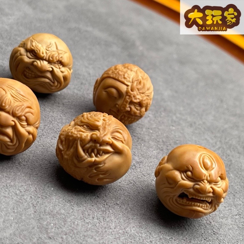【玩家】猴头雕刻精工满工猴头手串搭配单颗原生态