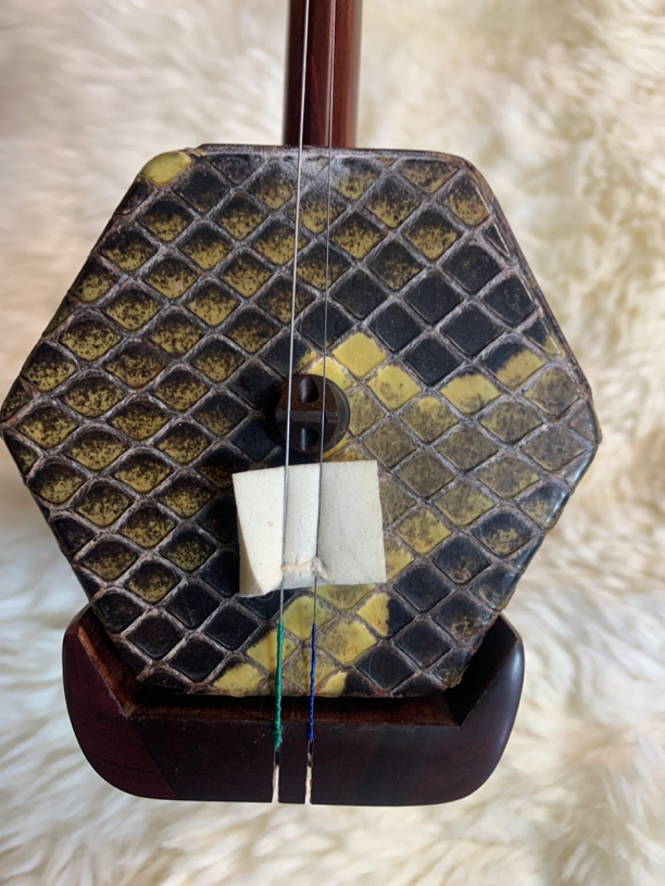 苏州吴田文手工制作的非洲小叶紫檀木二胡，纯天然黄蟒皮一级木料