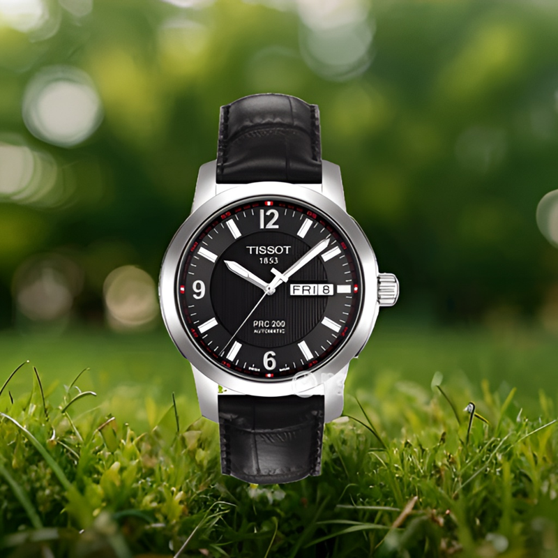 99新 Tissot/天梭 /prc200黑盘皮带款/表径39.8/公价4200