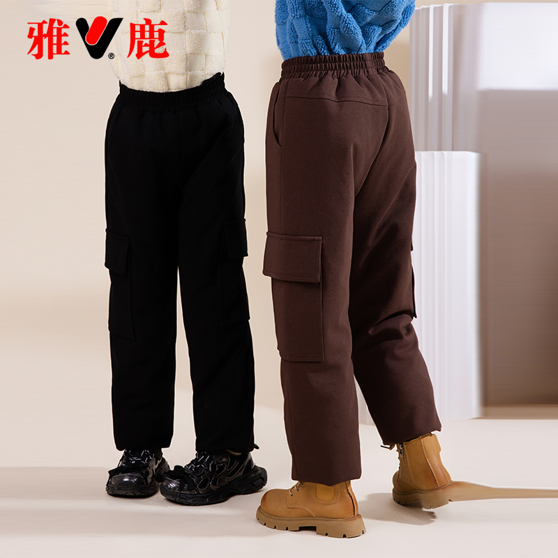 雅鹿儿童羽绒裤男童女童宝宝加厚男宝宝大童冬季外穿东北防寒裤子