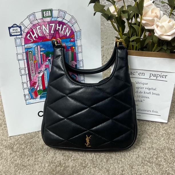 99新 YSL/圣罗兰 黑金 side hobo时尚经典百搭气质腋下包