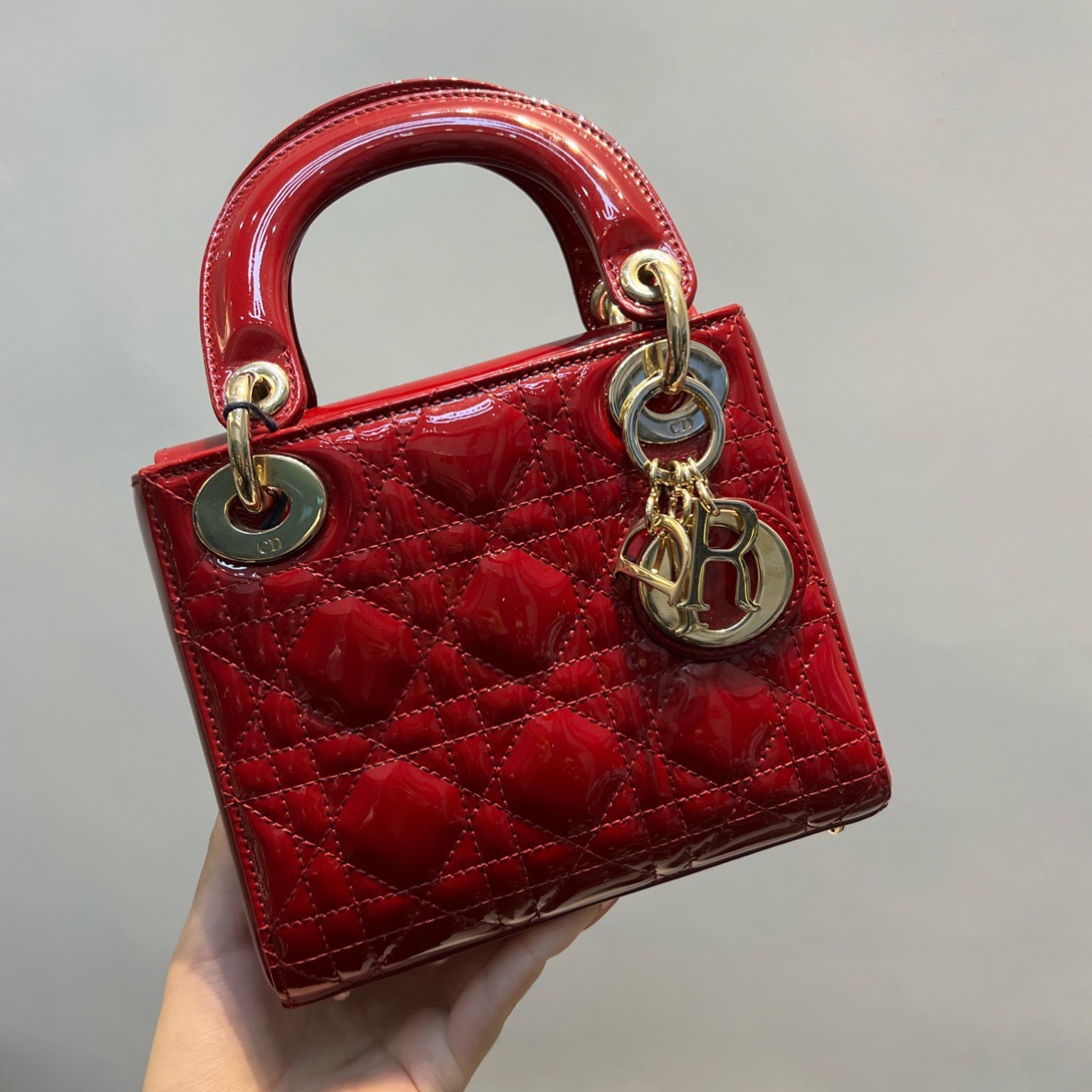99新 Dior/迪奥 三格红漆皮戴妃
