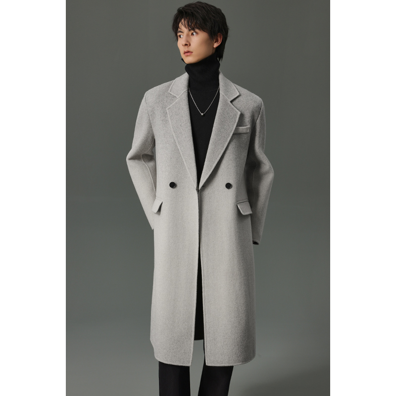 【渐变工艺出高品】休闲双面羊毛大衣秋冬潮流长款呢子男外套FLDS1