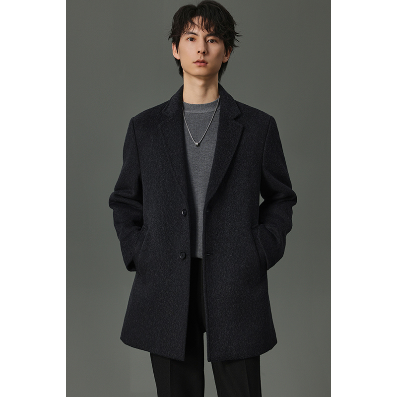 【轻熟利落风】冬季男士中长款商务羊毛大衣休闲微宽松男外套FLD20
