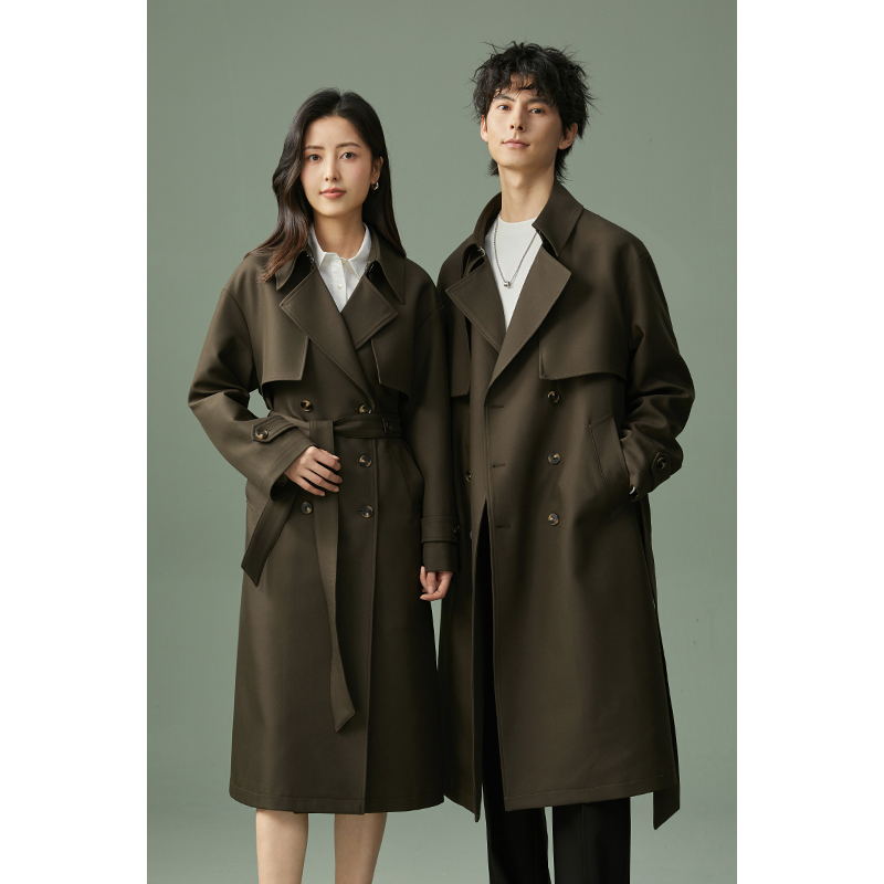 【腰带款】时尚风衣男春秋过膝英伦风男士百搭韩版中长款外套EH521