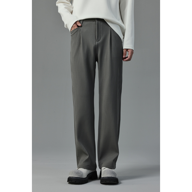 【NS设计款】松弛垂感休闲裤男士坑条纹春秋宽松西装裤男裤子FAK16