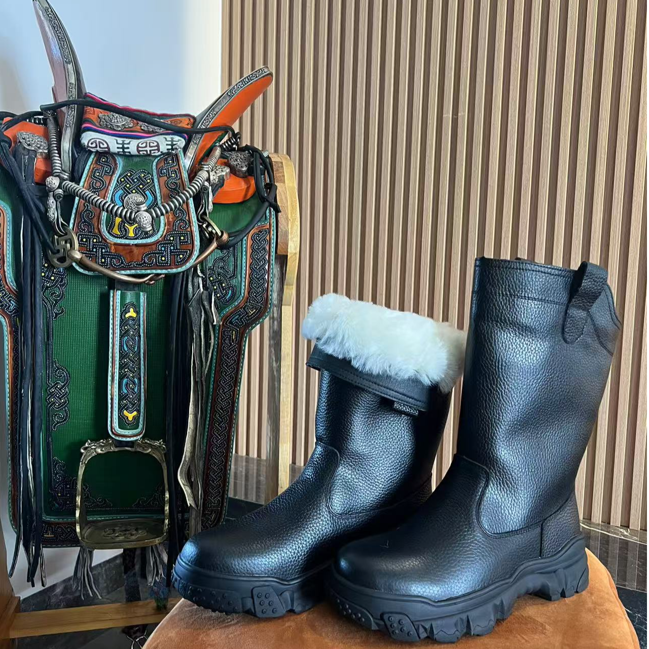 新款蒙古冬季男款牛皮靴子加厚