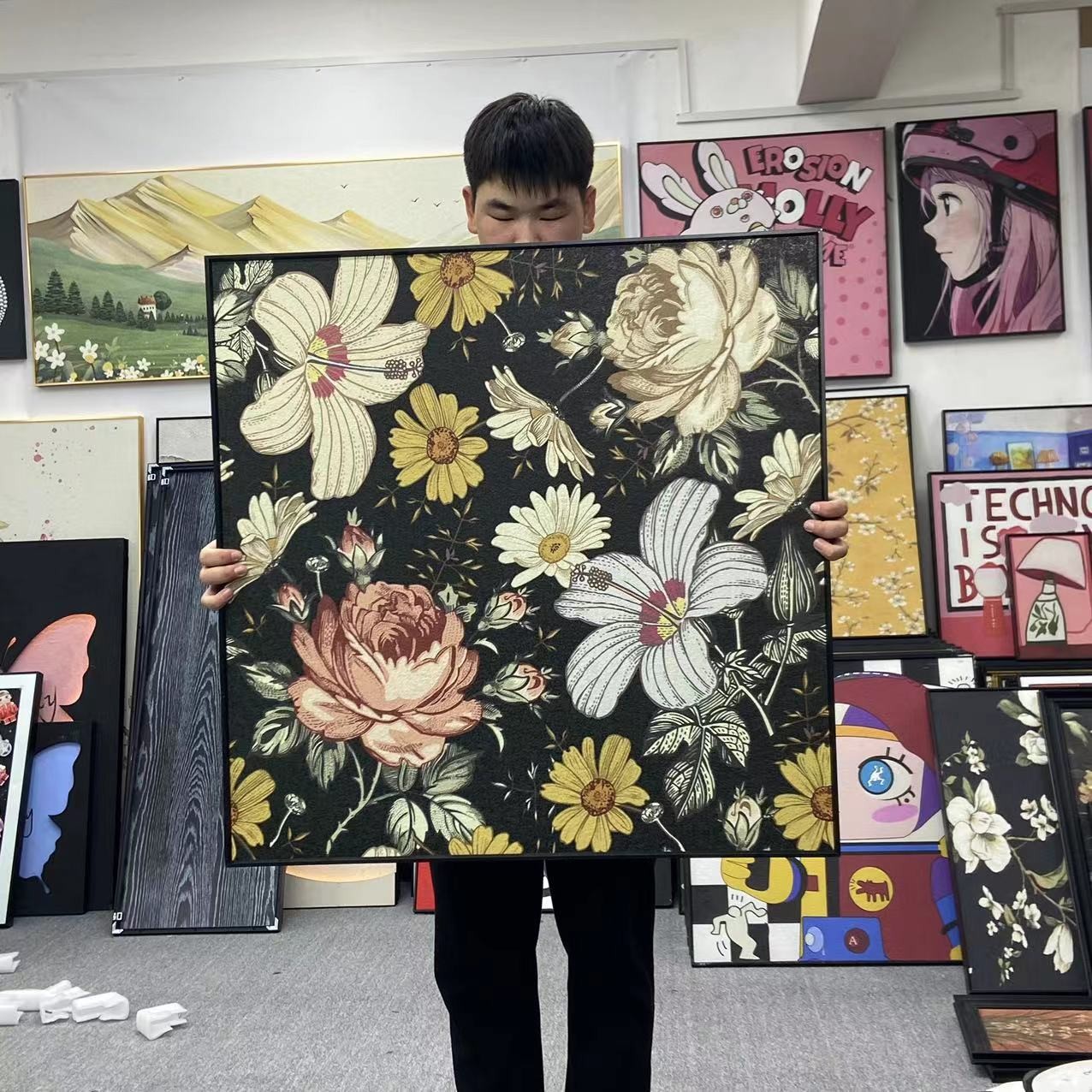 美式乡村复古植物花卉餐厅卧室床头装饰画个性创意背景墙挂画8080