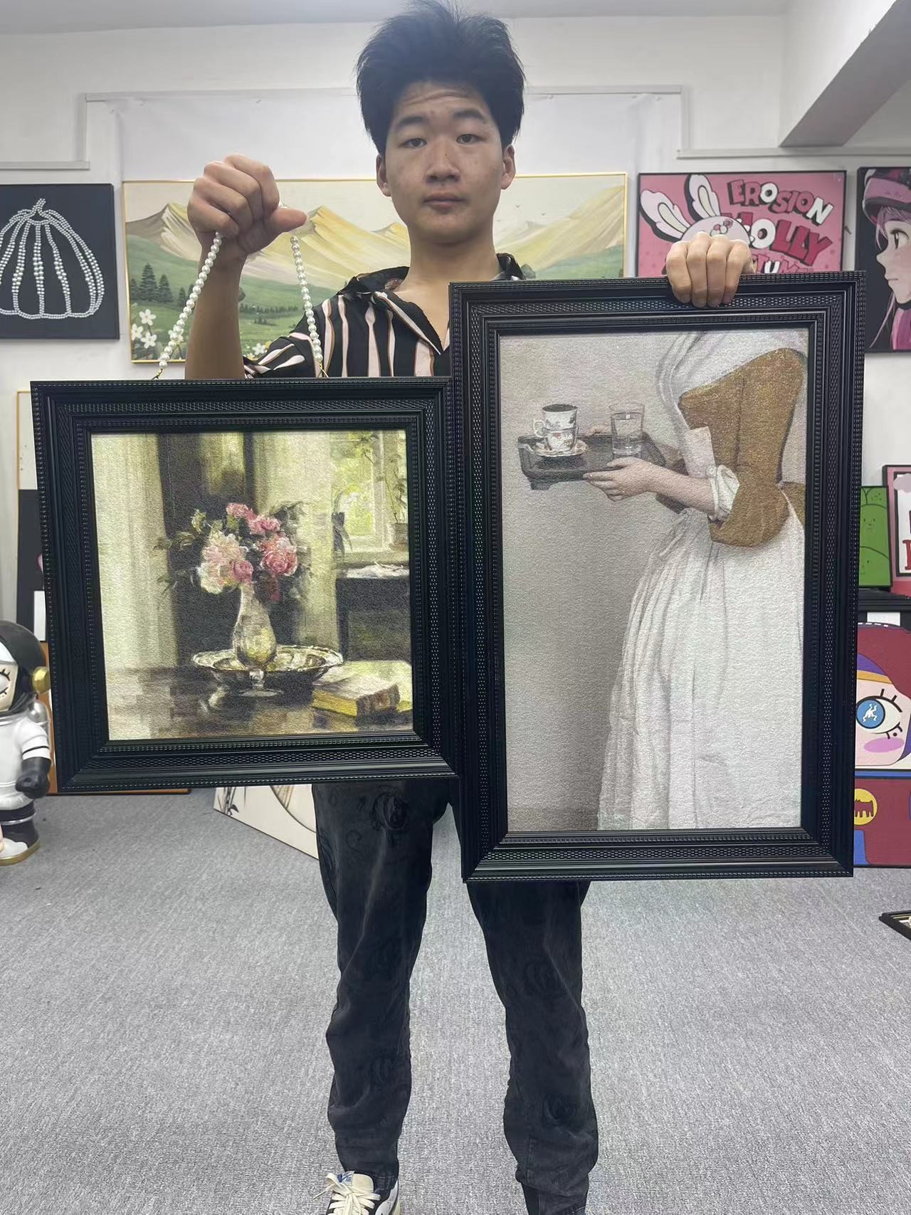 法式复古客厅装饰画沙发背景墙挂画组合画斗柜桌面摆画高级感360