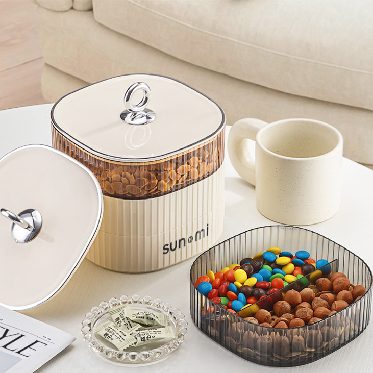 轻奢时尚干果盘糖果盒ins奶油风创意装饰多层果盘坚果零食收纳盒