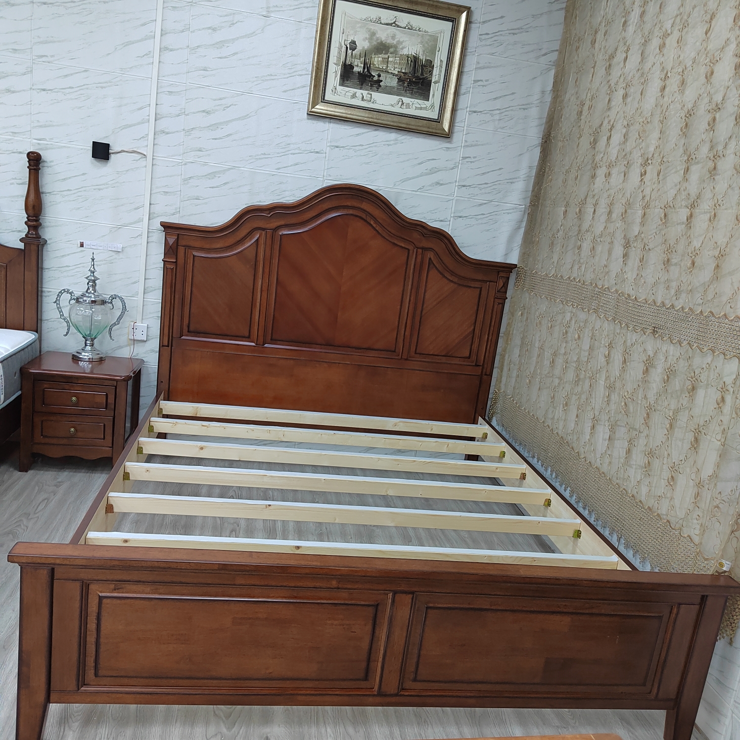 211美式床桃花芯实木内框1800*2000*1520 外框1806*2100*1520大床