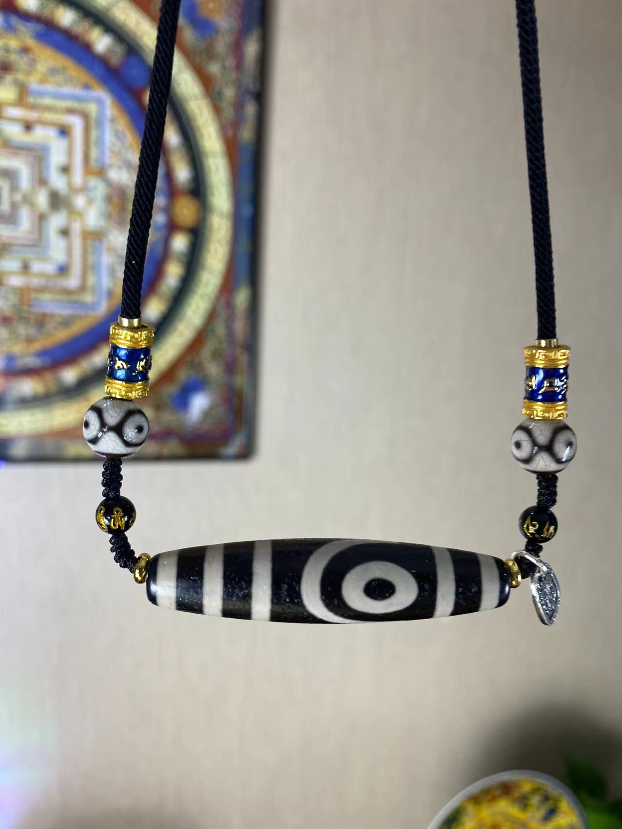 【千千思思】二眼天珠渗透工艺锁骨链玛瑙材质古法画线咬线扎实玛瑙