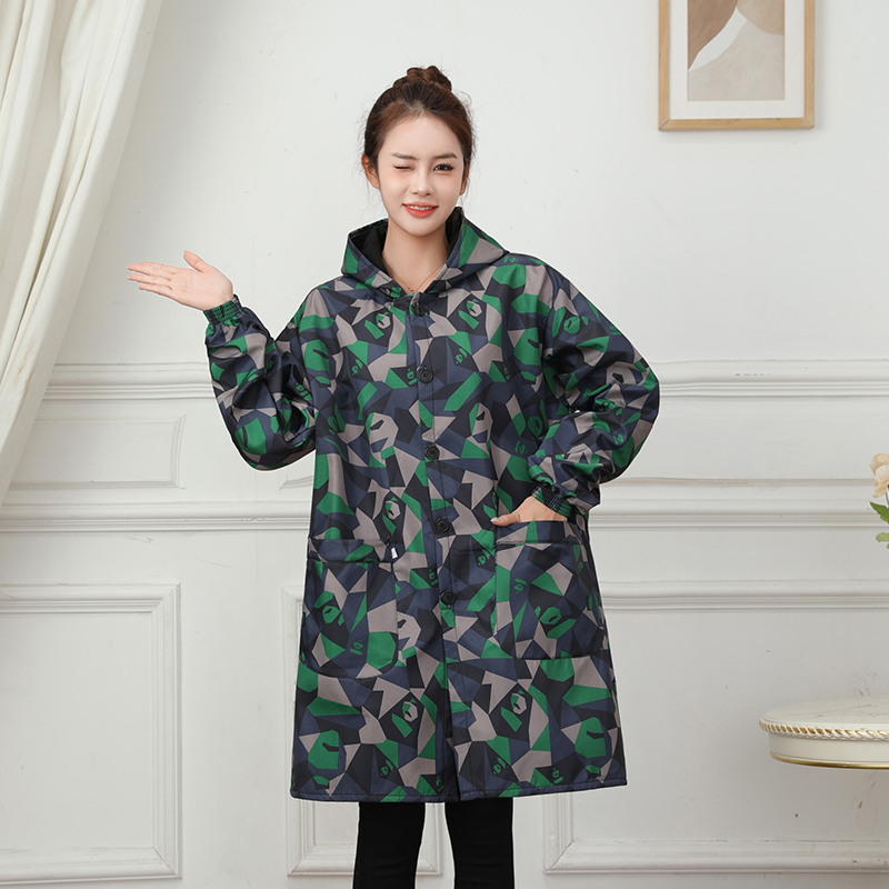 罩衣女加绒加厚防水防油大人冬季新款外套围裙厨房家用工作服