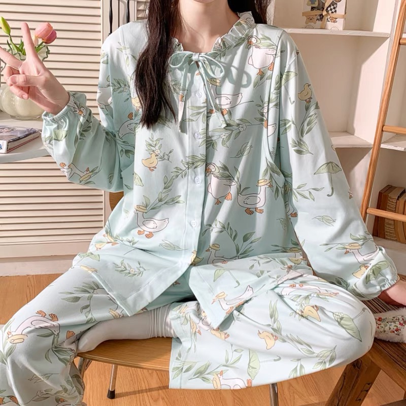 2024秋季新款月子服家居服可外穿简约可调节蝴蝶结套装哺乳衣