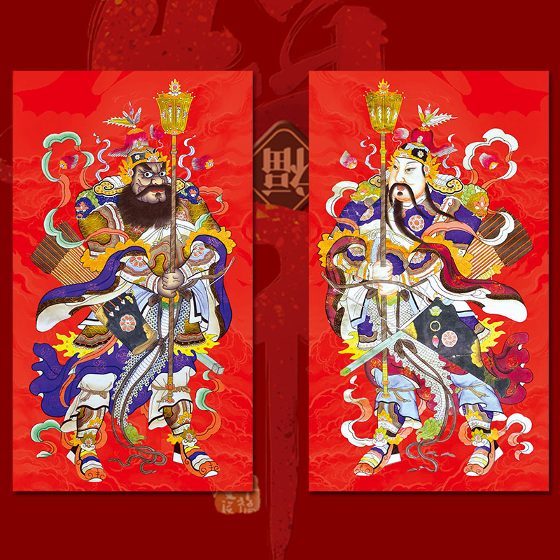特大2024龙年过年春节门神秦叔宝尉迟恭门将年画高档防水防晒门神