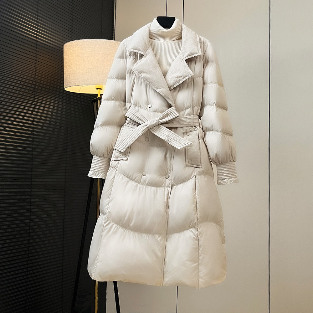 高级感气质西装领羽绒服女收腰显瘦修身中长款加厚时尚大气冬外套